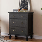 Garvee 4 Drawer Dresser Vintage Bedroom Furniture with Carved Handles Tapered Legs 30 Inch Black - Black