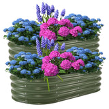 Garvee 2 Pack Oval Galvanized Garden Beds 6x3x1Ft White Green Durable Bottomless Raised Bed for Outdoor Planting