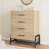 Garvee 4 Drawer Dresser Wooden Storage Chest for Bedroom, Closet, Living Room, 38.6" Tall, Natural