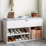 Garvee Storage Bench Shoe Bench with Cushion Entryway Bench Lift-Top Storage 39.3in White - White