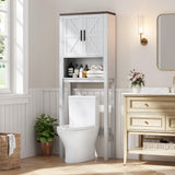 Garvee Over The Toilet Cabinet Double Door Bathroom Storage Organizer With Open Shelf For Bathroom Restroom Laundry Space-Saving White - Beige