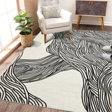 Garvee Area Rug 4x6 Low Pile Non-Slip Black Abstract Striped for Entryway Kitchen Bedroom - Cream