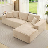 Garvee 108" Modular Cloud Couch, Deep Seat Sectional Sofa with L-Shaped Chaise, Oversized Boneless Sofa, Beige, Living Room Bedroom