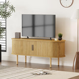 Garvee 47.2" TV Stand Oak Modern Console Table with Sliding Door for Living Room Bedroom Office - Oak