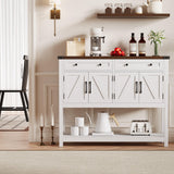 Garvee Modern Farmhouse Sideboard Buffet Cabinet 47" White Coffee Bar Storage Dining Room Entryway Console