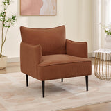 Garvee Mid Century Accent Chair Orange Fabric Armchair Metal Legs for Living Room Bedroom Office - Orange