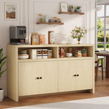 Garvee Sideboard Buffet Cabinet with Storage, 55" Modern Coffee Bar Cabinet, Natural Wood for Kitchen Dining Room Living Room