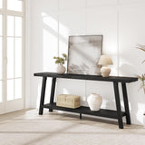 Garvee 70.87" Long Farmhouse Entryway Tables, Rectangular Couch Table, 2 Tiers Accent Tables for Hallway, Black