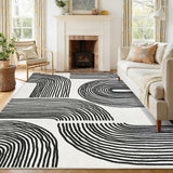 Garvee Abstract 9x12 Area Rugs, Soft Washable 5x7 Rugs, Non Slip Ultra Thin Carpet for Living Room Bedroom Dining Room Nursery, Black - Black