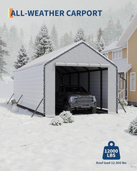Garvee Roofing Panels 27 Ga. Galvanized Steel Ribbed Panels for Metal Carport 20x25 FT, 20x20 FT, White, Heavy Duty, 60.23'' x 19.68''