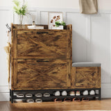 Garvee Shoe Cabinet With 2 Flip Drawers & Padded Seat Cushion, Narrow Shoe Organizer Rack For Entryway, 47.24"x9.44"x41.33", White