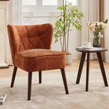 Garvee Modern Wingback Living Room Chair Armless Lounge Chair Wood Legs Upholstered Tufted Fabric Comfy - Brown