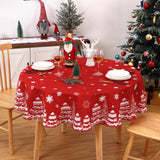 Garvee Round Christmas Tablecloth 60 Inch Red with Snowflake Pine Print, Indoor Outdoor Holiday Party Cover
