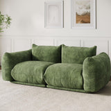 Garvee Chenille Fabric Modular Love Seat Sofa 2-Seater Cloud Couch High Resilience Sponge Small Space Green - Green Loveseat