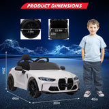 Garvee 12V Ride On BMW M4 Electric Car for Kids with Parental Remote Control, 3 Speeds, LED Lights, Music, White - White