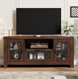 Garvee Farmhouse TV Stand for 65 Inch TV with Acrylic Door Adjustable Shelves Rustic Brown 55"W x 22.8"H - Rustic Brown