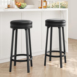 Garvee 360° Swivel Bar Stools Set of 2/4 - Padded PU Leather Seats, Metal Frame, Ergonomic Footrest, Modern Kitchen & Home Bar, Black Matte