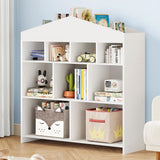 Garvee Kids Bookshelf with 9 Storage Cubbies Dollhouse Toy Organizer for Playroom 39.4x40.7x11.8 inches Wooden White