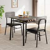 Garvee Dining Table for 2 with Storage Rack, Metal Frame, Upholstered Chairs, Small Space, Gray - Gray