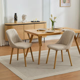 Garvee Dining Chairs Set of 2 Modern Upholstered Kitchen Chairs with Ergonomic Back Support Oak Legs 19" Seat Height Neutral Linen