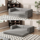 Garvee Convertible Corduroy Sleeper Sofa Bed, Folding Mattress Couch, 3 Seater King Size Futon, Grey, 78.7x39.4x29.6 Inch for Living Room Dorm Studio - Gray