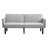 Garvee 75.5" Convertible Sofa Bed Vertical-Stripe Linen-Feel Fabric Gray Mid-Century Modern Folding Sofa for Living Rooms Bedrooms Dorms