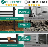 Garvee Outdoor Privacy Fence Panels Metal Rustproof No-Dig Design Decorative Pattern Connectable for Yard & Flower Bed 48"x71" Black