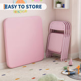 Garvee 5 Piece Boys Girls Folding Table and Chairs Set, Activity Table for Dining Room, Daycare, Classrooms, Lightweight, Foldable, PU Leather Surface