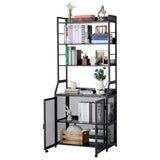 Garvee 2-in-1 Bookshelf Desk with Storage Shelves Industrial Metal Particle Board Study Desk 70" Tall Black - Black