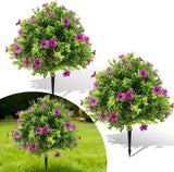 Garvee 2 Pcs 60Cm Artificial Boxwood Topiary Ball Trees with Ground Spike for Outdoor Garden Home Decor Green UV Resistant - Purple