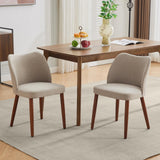 Garvee Modern Wingback Dining Chairs Set of 2 Upholstered Linen Kitchen Chairs Ergonomic High Back Rubberwood Legs Camel - Camel