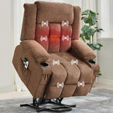 Garvee Power Lift Recliner Chair with Massage and Heat for Elderly Adults, 3 Positions, USB Ports, Gray Chenille - 337T Power Lift-Brown
