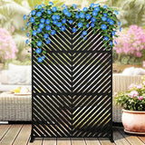 Garvee Metal Outdoor Privacy Screen Rustproof Steel Fence Panel with Stand for Patio Garden Balcony 78"x48" Black