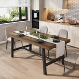 Garvee Industrial Dining Table for 4-6 People, 63" Long Wooden Kitchen Table with Sturdy Metal Frame, Rustic Brown, Rectangular, Seats 4-6 - Brown 62.99" Long