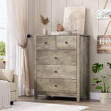 Garvee Grey 5 Drawer Dresser Modern Tall Organizer for Bedroom Entryway Hallway 29.1in W x 37in H