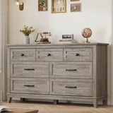 Garvee 7 Drawer Dresser for Bedroom, 54 in Wide, Ash Grey, Freestanding Wooden Storage Chest for Living Room and Entryway - Ash Grey