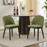 Garvee Wooden Dining Chairs Set of 2 Upholstered Kitchen Dining Room Chairs Curved Backrest Wood Leg Modern Fabric Farmhouse Green - Green 2 Pcs