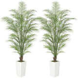 Garvee 6 ft Fake Palm Tree Faux Areca Palm Plants with Realistic Trunks for Indoor Outdoor Décor, Tall Trapezoidal Prism White Pot, 2 PCS