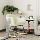 Garvee Upholstered Glider Rocking Chair with Backrest, Modern Nursery Rocker, Padded Seat, Rubber Wood Legs, Living Room, Bedroom, Office - Beige