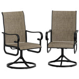 Garvee Patio 360° Swivel Chairs Set of 2 Outdoor Rocking Dining Chairs Brown for Backyard Poolside Lawn Porch - Brown