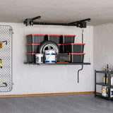 Garvee Overhead Garage Storage Rack Heavy Duty Adjustable 4x4 ft Ceiling Mounted Storage Racks Satin Black 350 Lb Capacity - Black