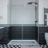 Garvee Frameless Sliding Shower Door 48"W x 76"H, Matt Black, Stainless Steel Hardware, 8mm Clear Tempered Glass for Bathroom - Matt Black