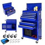 Garvee Tool Chest 2-in-1 Rolling Tool Box with 8 Drawers, Large Mobile Organizer for Garage Workshop, Rust-Resistant Steel, Black