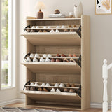 Garvee Shoe Cabinet with 3 Flip Drawers, Modern Shoe Storage for Entryway, Wooden Shoe Organizer Cabinet with Adjustable Shelf, Hidden Shoe Rack for Hallway, Living Room, Natural - Natural