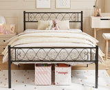 Garvee Metal King Bed Frame with Iron Heart Design Twin Size Platform Bed for Boys and Girls Black Sturdy Durable