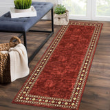 Garvee Bordered Red 2x6 Runner Rug Modern Bordered Hallway Runner Rug, Washable Area Rug Stain Resistant Non-Slip Carpet Minimalist Border Floor Cover Entryway Rug for Laundry Kitchen - Red