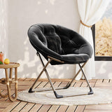 Garvee Comfy Oversized Saucer Chair Soft Plush Fabric Foldable Accent Lazy Chair for Bedroom Living Room Dorm Office Black - Black