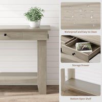 Garvee 54" Rustic Wood Console Table with 2 Drawers & Lower Shelf for Hallway Living Room Behind Couch, 54x14x30, Warm Wood