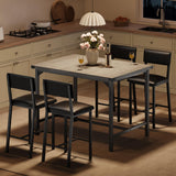 Garvee Dining Table Set for 4 with Footrest & Backrest, Counter Height Table with Upholstered Bar Stools, Small Space, Retro Gray - Retro Gray