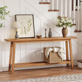 Garvee 70.9 Inch Console Table Extra Long 2-Tier Narrow Sofa Table Industrial Farmhouse Entry Table Natural - Natural